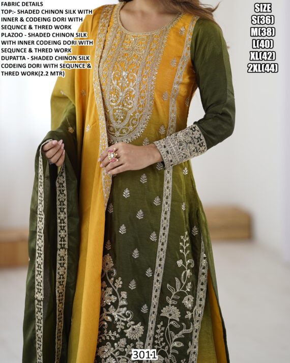 Double Shaded Full-Stitched Heavy Designer Chinon Silk Pakistani Salwar Kameez Suits