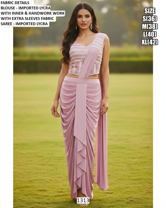 Slip Into Elegance With This Ready To Wear Saree, Pre-Stitched And Paired With A Blouse