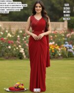 Shop Our Collection Of Plain Imported Lycra Ready To Wear Saree With Heavy Designer Blouse