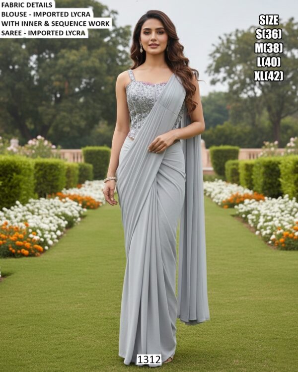 Keep Ahead In Style And Design With This Exotic Hand Worked Ready To Wear Sarees