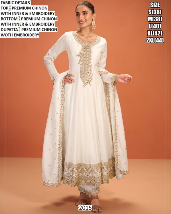 Shop Fully Stitched Embroidered Premium Chinon Salwar Suits In Three Trending Colours!