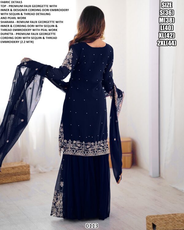 Celebrate Wedding Occasions With This Faux Georgette Sharara Set With Intricate Embroidery And Pearl Work