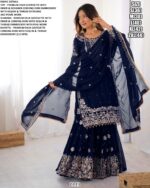 Celebrate Wedding Occasions With This Faux Georgette Sharara Set With Intricate Embroidery And Pearl Work