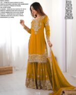 Celebrate Wedding Occasions With This Faux Georgette Sharara Set With Intricate Embroidery And Pearl Work