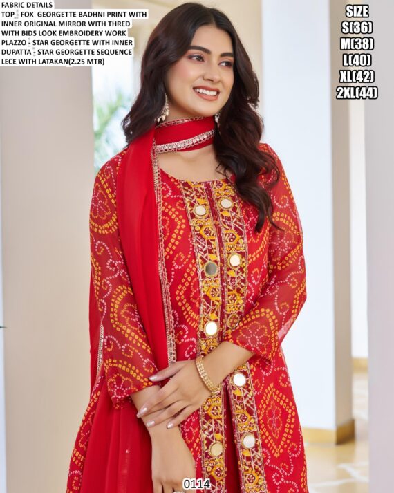 Buy Bandhani Printed Faux Georgette Wedding Wear Indian-Pakistani Suits In Three Beautiful Colours!!