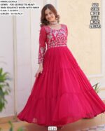 Occasions Wear Faux Georgette Anarkali Ruffle Flair Heavy Sequence Work Readymade Gowns