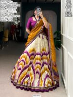 Look Ethnic In This Affluent With This Beautiful Printed Tasar Silk Semi-Stitched Lehenga Choli