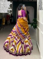 Look Ethnic In This Affluent With This Beautiful Printed Tasar Silk Semi-Stitched Lehenga Choli