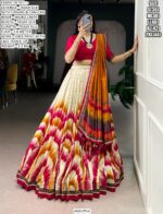 Look Ethnic In This Affluent With This Beautiful Printed Tasar Silk Semi-Stitched Lehenga Choli