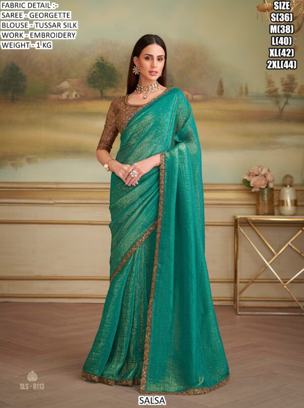 Appealing Embroidered Georgette Traditional Wedding Wear Sarees In Different Colours!!