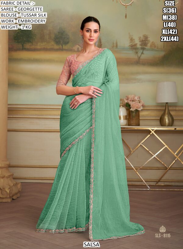 Appealing Embroidered Georgette Traditional Wedding Wear Sarees In Different Colours!!