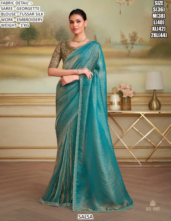 Appealing Embroidered Georgette Traditional Wedding Wear Sarees In Different Colours!!