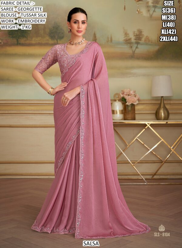Appealing Embroidered Georgette Traditional Wedding Wear Sarees In Different Colours!!