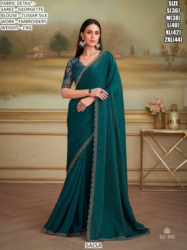 Appealing Embroidered Georgette Traditional Wedding Wear Sarees In Different Colours!!