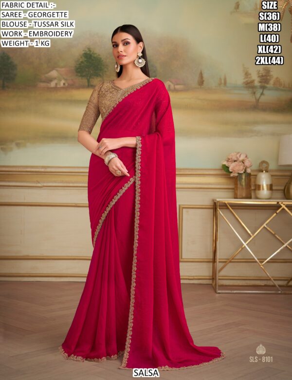 Appealing Embroidered Georgette Traditional Wedding Wear Sarees In Different Colours!!