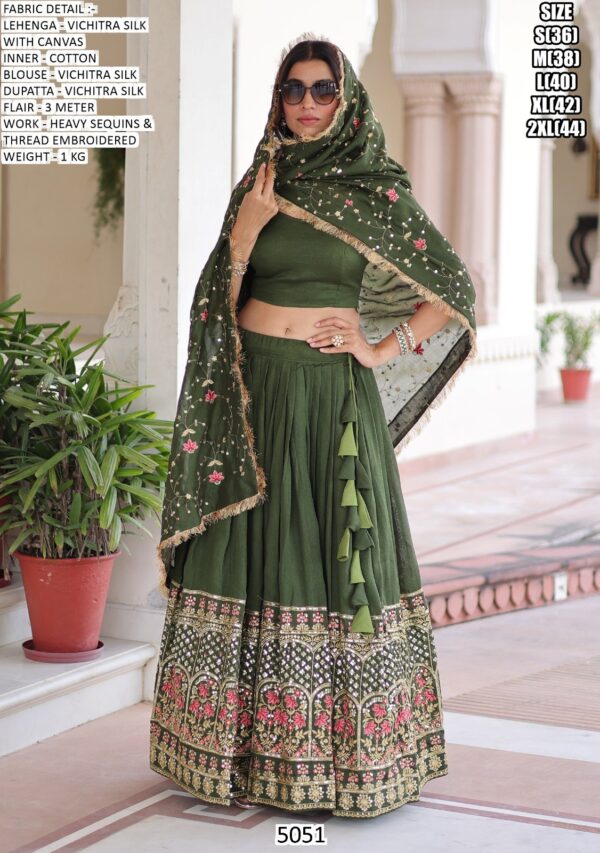 Glamorous Sequins Embroidery Designer Vichitra Silk For Luxurious Wedding Look Lehenga Choli