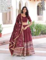 Glamorous Sequins Embroidery Designer Vichitra Silk For Luxurious Wedding Look Lehenga Choli
