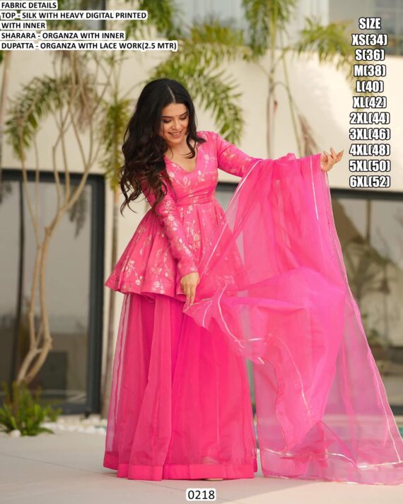 Silk Organza Casual Style Readymade Salwar Kameez In Four Colours With Digital Floral Work