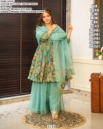 Silk Organza Casual Style Readymade Salwar Kameez In Four Colours With Digital Floral Work