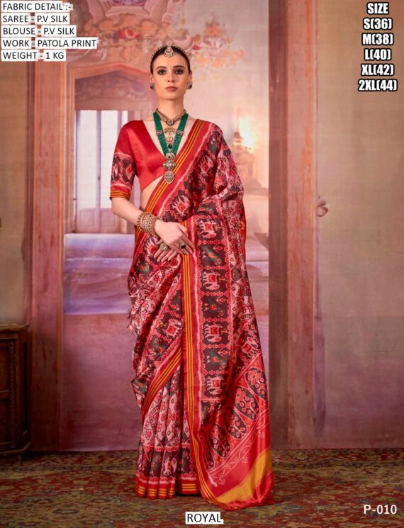 Patola Luxury Sarees - Exiquisite Pure P.V Silk Un-Stitched Saree With Blouse