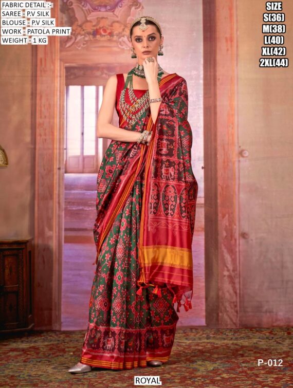 Patola Luxury Sarees - Exiquisite Pure P.V Silk Un-Stitched Saree With Blouse