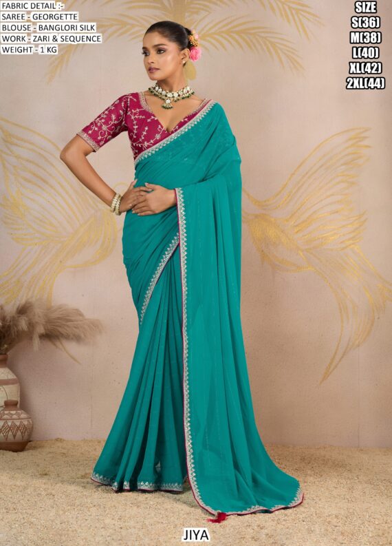 Glamorous Georgette Festive Wear Sarees With Mesmerizing Designer Un-Stitched Blouses