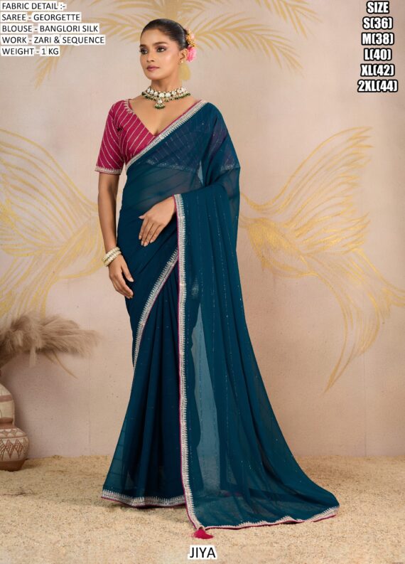Glamorous Georgette Festive Wear Sarees With Mesmerizing Designer Un-Stitched Blouses