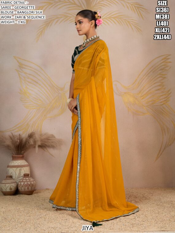 Glamorous Georgette Festive Wear Sarees With Mesmerizing Designer Un-Stitched Blouses
