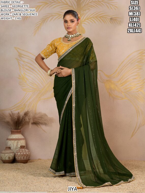 Glamorous Georgette Festive Wear Sarees With Mesmerizing Designer Un-Stitched Blouses