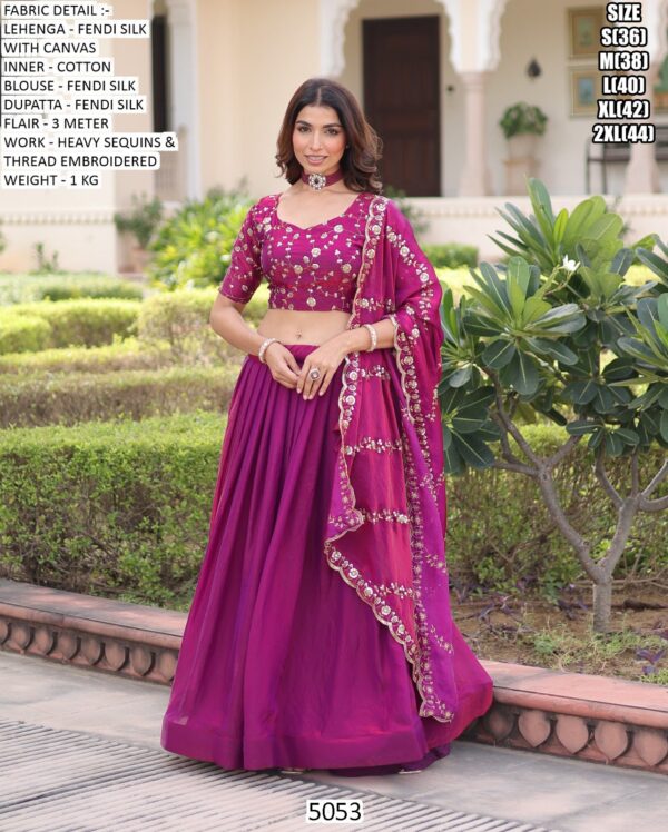 Mesmerizing Fendi Silk Embroidered Rani Pink Colour Lehenga Choli With Designer Dupatta