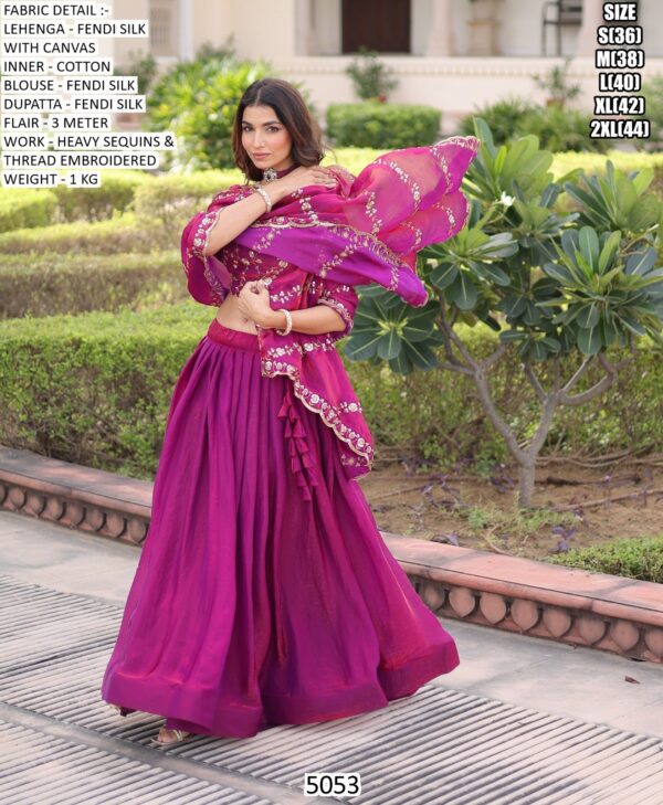 Mesmerizing Fendi Silk Embroidered Rani Pink Colour Lehenga Choli With Designer Dupatta
