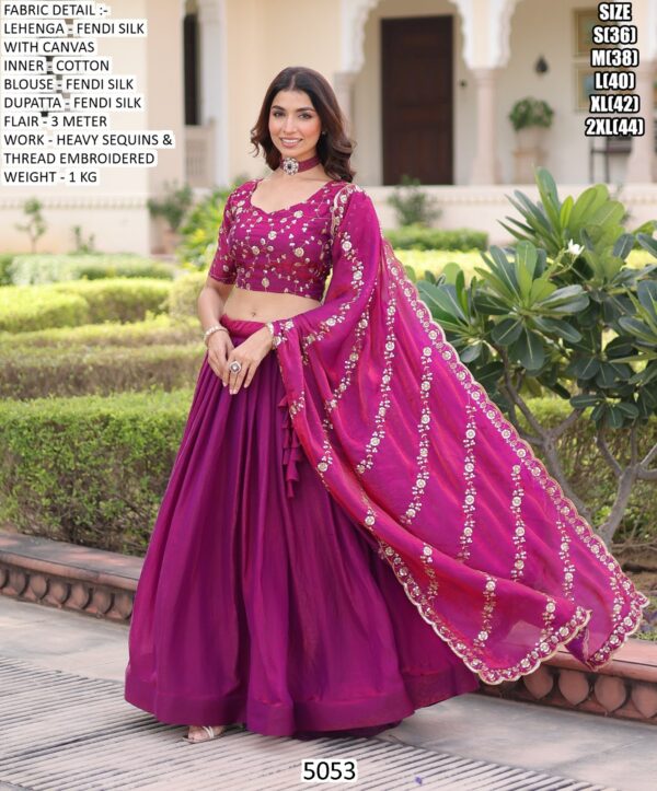 Mesmerizing Fendi Silk Embroidered Rani Pink Colour Lehenga Choli With Designer Dupatta