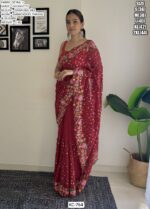 Shop Our Stylish Georgette Embroidery Work Party Or Festival Wear Un-Stitched Sarees