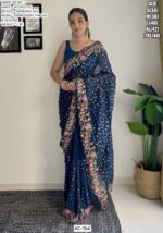 Shop Our Stylish Georgette Embroidery Work Party Or Festival Wear Un-Stitched Sarees