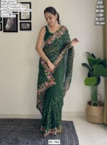 Shop Our Stylish Georgette Embroidery Work Party Or Festival Wear Un-Stitched Sarees