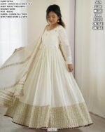 Chinon Silk Full Embroidery Work Gown With Dupatta Set For Elegant Evening Outfit