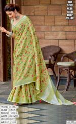 New Kashmiri Style Linen Embroidery Designer Un-Stitched Saree With Blouse (Party Wear)