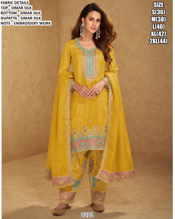 Buy Ready To Wear Embroidered Simar Silk Punjabi Patiyala Style Salwar Suit With Dupatta