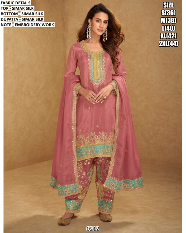 Buy Ready To Wear Embroidered Simar Silk Punjabi Patiyala Style Salwar Suit With Dupatta