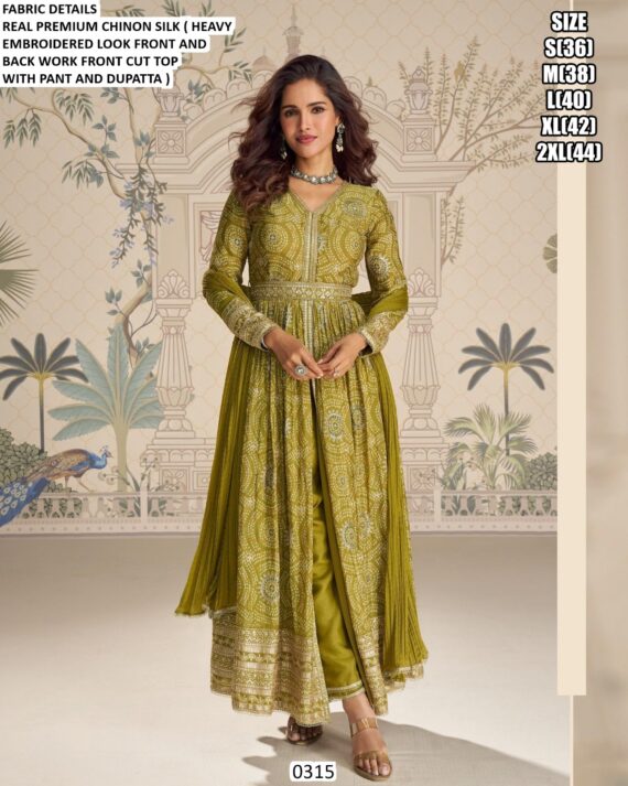 Embroidery Work Real Premium Chinon Silk Readymade Salwar Suits For Any Ceremonial