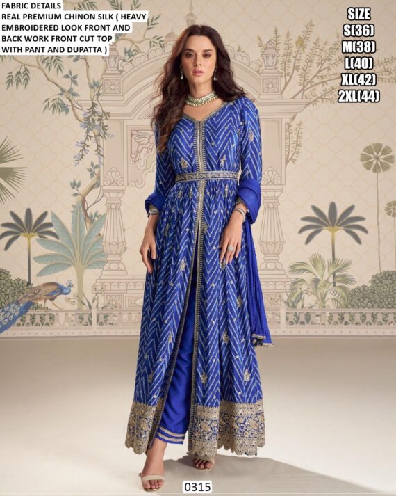 Embroidery Work Real Premium Chinon Silk Readymade Salwar Suits For Any Ceremonial