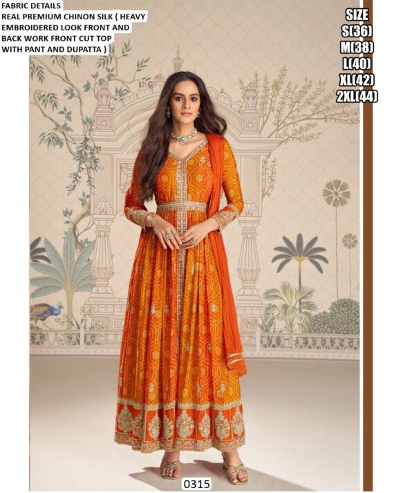 Embroidery Work Real Premium Chinon Silk Readymade Salwar Suits For Any Ceremonial
