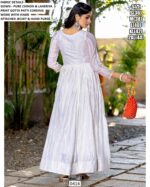 Wedding Wear Designer Gown In Full White Chinon With Attached Leheriya Printed Jacket