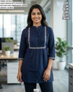 Women's Regular And Office Wear Heavy Rayon Classic Embroidery Work Tunic Tops