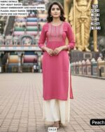 Regular Fit Ready To Wear Heavy Rayon Embroidery Work And Hand Work Kurta Plazo Sets