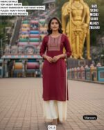 Regular Fit Ready To Wear Heavy Rayon Embroidery Work And Hand Work Kurta Plazo Sets