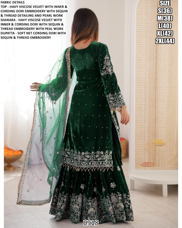 New Designer Party Wear Heavy Viscose Velvet Readymade Top Sharara And Dupatta Sets