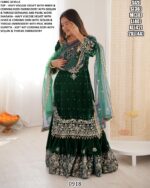 New Designer Party Wear Heavy Viscose Velvet Readymade Top Sharara And Dupatta Sets