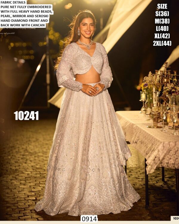 Pure Net Fabric Heavy Embroidery With Diamond Work Lehenga Cholis Best Collection For Brides