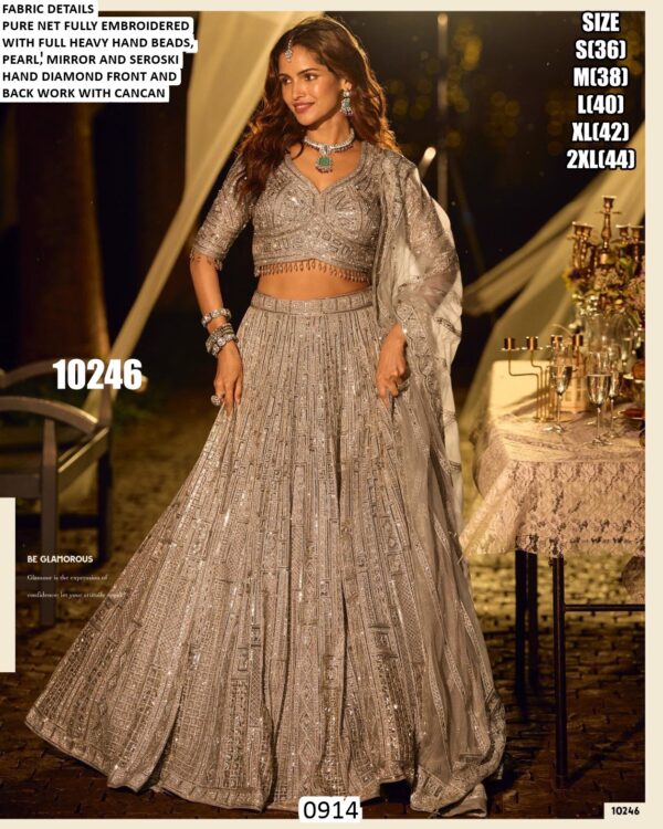 Pure Net Fabric Heavy Embroidery With Diamond Work Lehenga Cholis Best Collection For Brides